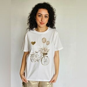 NWT Mitica & Co. Flower Bicycle T-Shirt